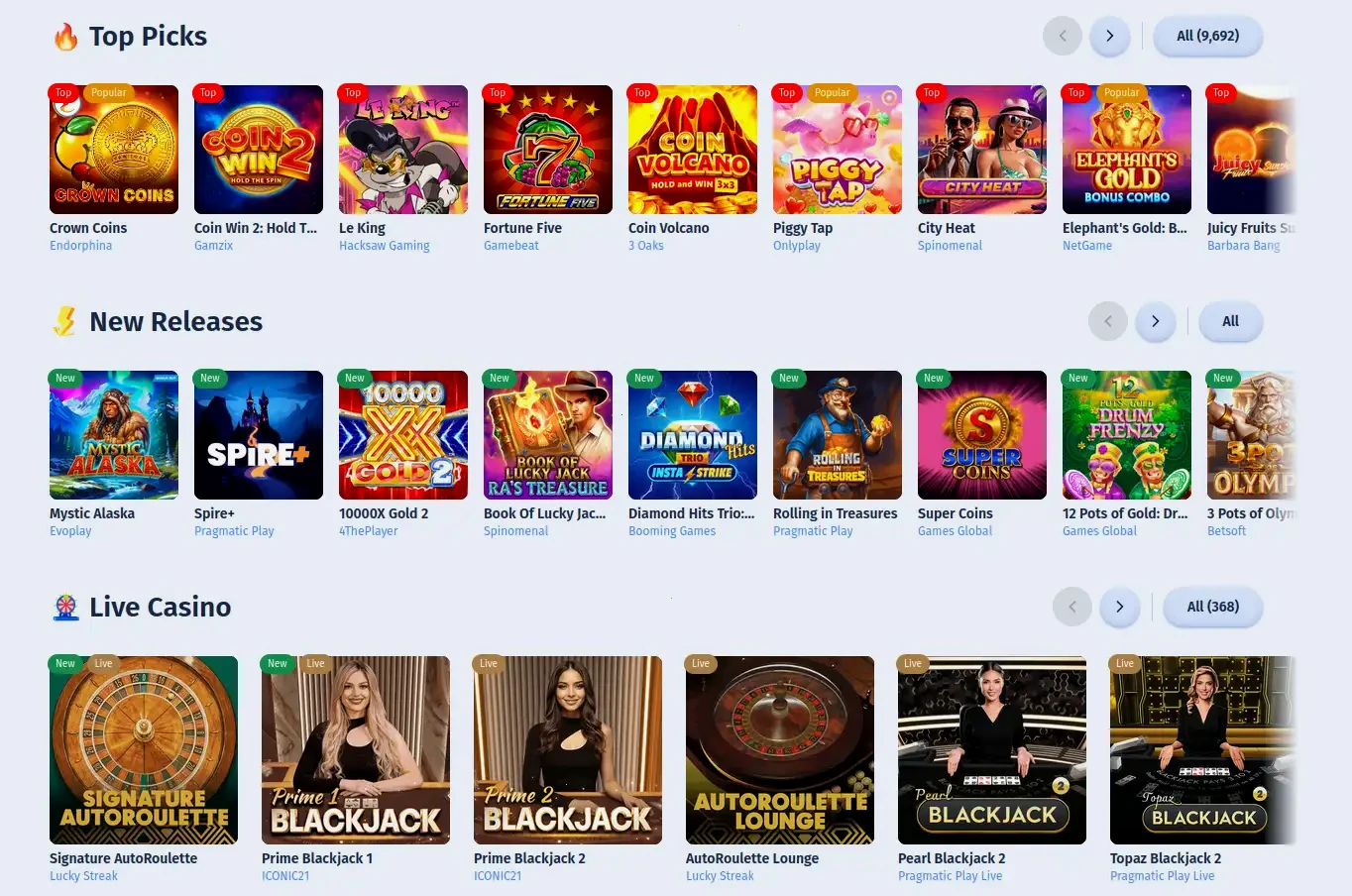Cat Casino App Oberfläche auf Smartphone mit Spielauswahl